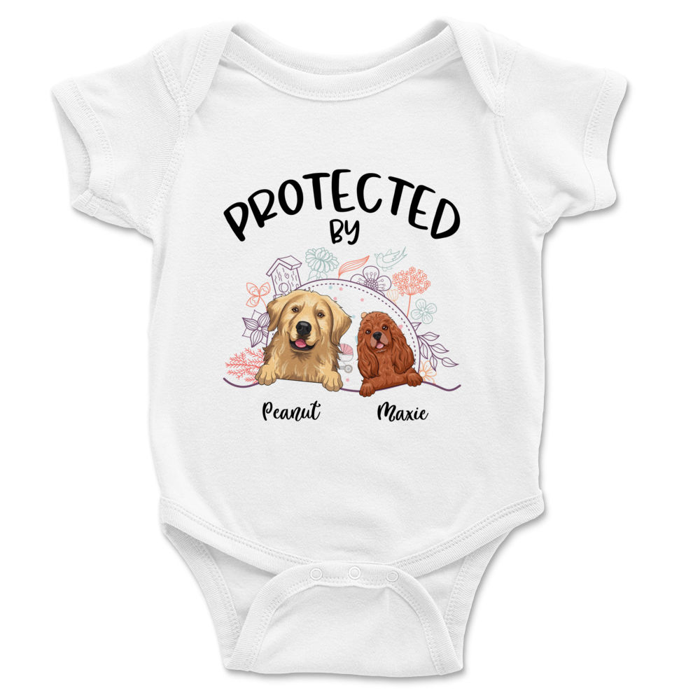 Custom Baby Onesies - Protected by Dogs (ver 2) - Personalized Shirt_2