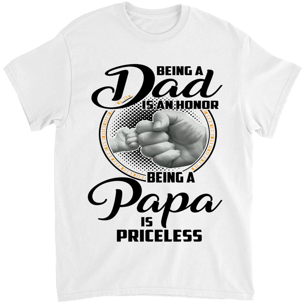 Father's Day 2023 - Being A Dad Is An Honor Being A Papa Is Priceless T-Shirt, Funny Fist Bump Dad Shirt, Best Dad Ever Shirt, Papa Kids Raised Hands Shirt, Father's Day Gift 29855_3