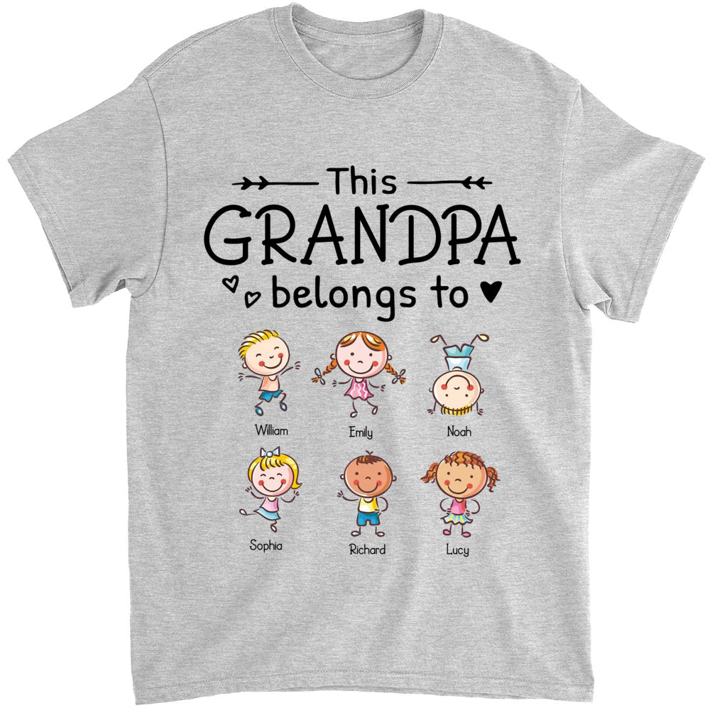 Personalized This Grandpa Belongs Too Kids Names Tshirt Grandpa Gift  Childrens Names Shirt, Gift For Grandpa, Grandpa Birthday Gift, Grandpa  Sweatshirts With Grandkids Names