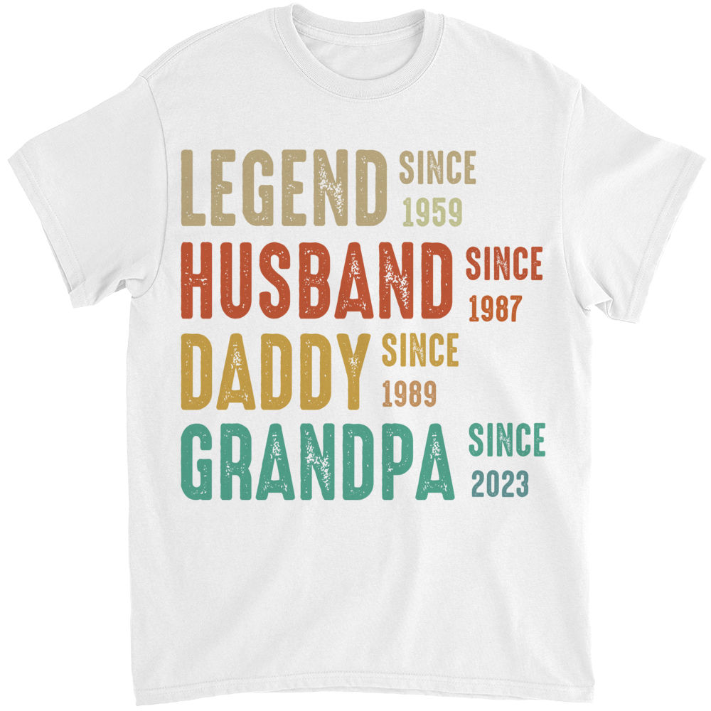 PersonalFury2 Personalized Gift for Grandpa, Custom T Shirt - Legend Husband Daddy Grandpa, Family Gift, PersonalFury, Basic Tee / White / 4XL