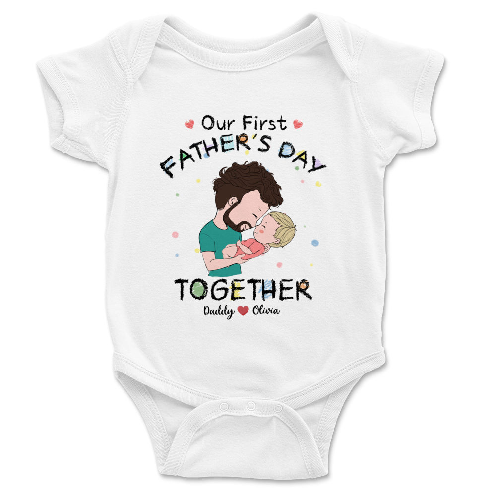 Custom Baby Onesies - Our First Father's Day together - Personalized Onesie_2