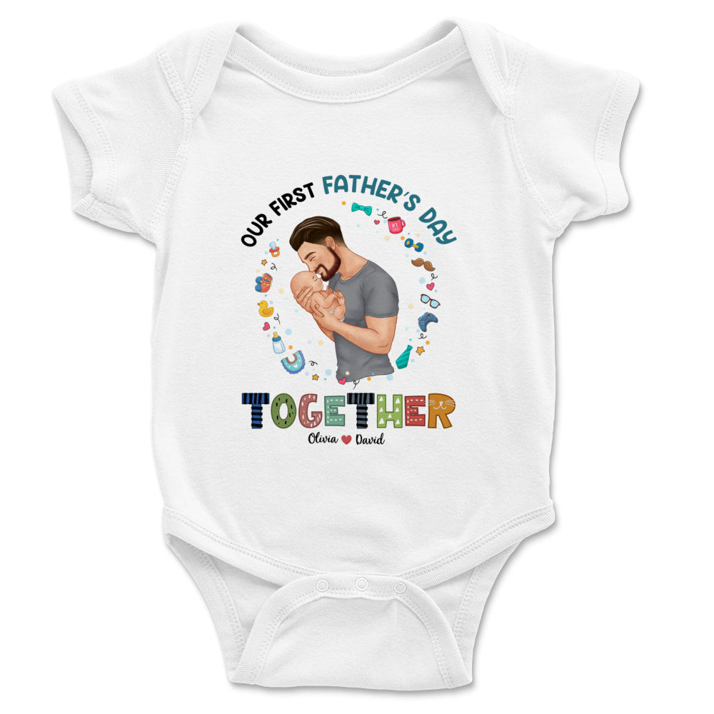 Custom Baby Onesies - You're doing a great job daddy Happy 1st Father's Day - Personalized Shirt_1