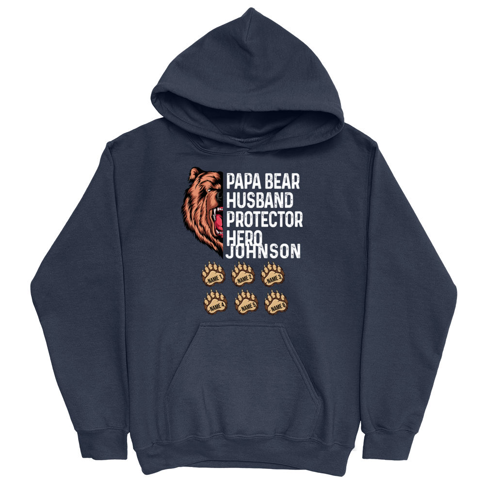 Papa Bear Dad Father's Day Pawprint Hoodie Hooded Sweatshirt Men Brisco  Brands