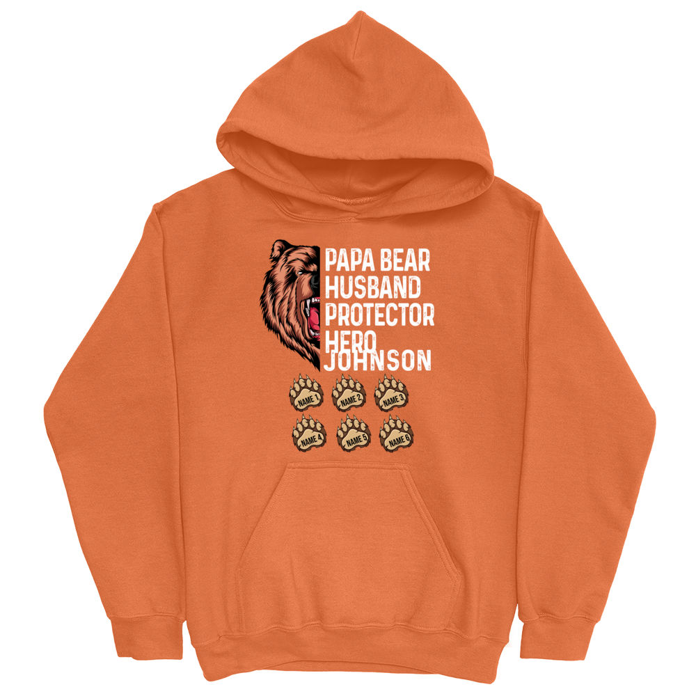 Papa Bear Dad Father's Day Pawprint Hoodie Hooded Sweatshirt Men Brisco  Brands