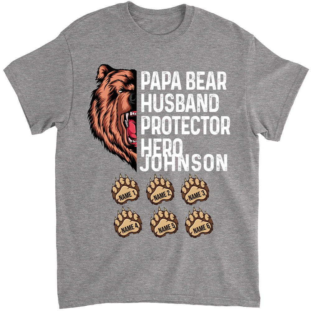 Papa Bear Shirt With Kids Names Personalized Papa Gift Papa Shirt