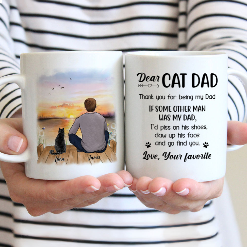 Man and Cats - Sunset - Dear Cat Dad Thank You For Being My Dad