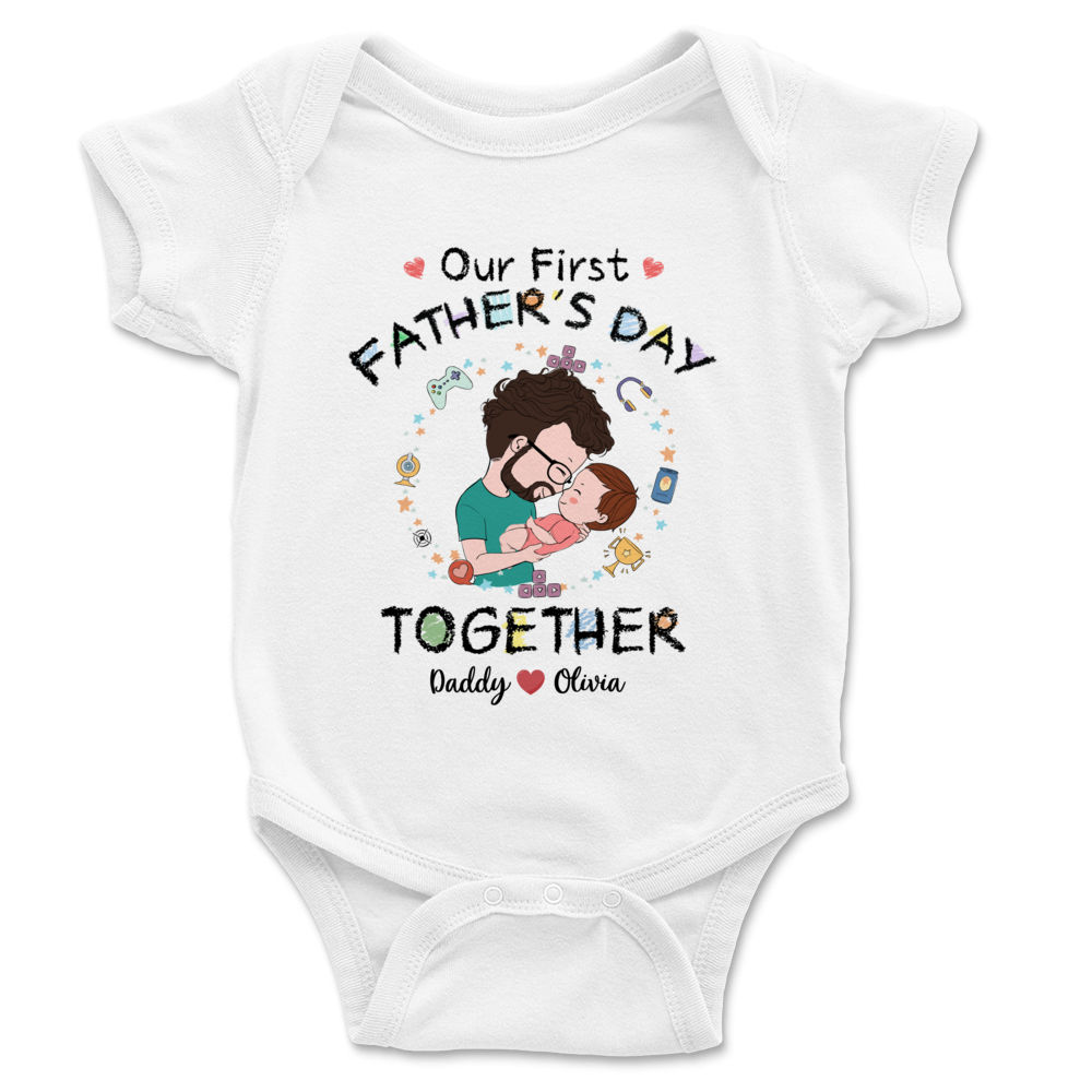 Custom Baby Onesies Our First Father s Day together 2024 Personalized Onesie
