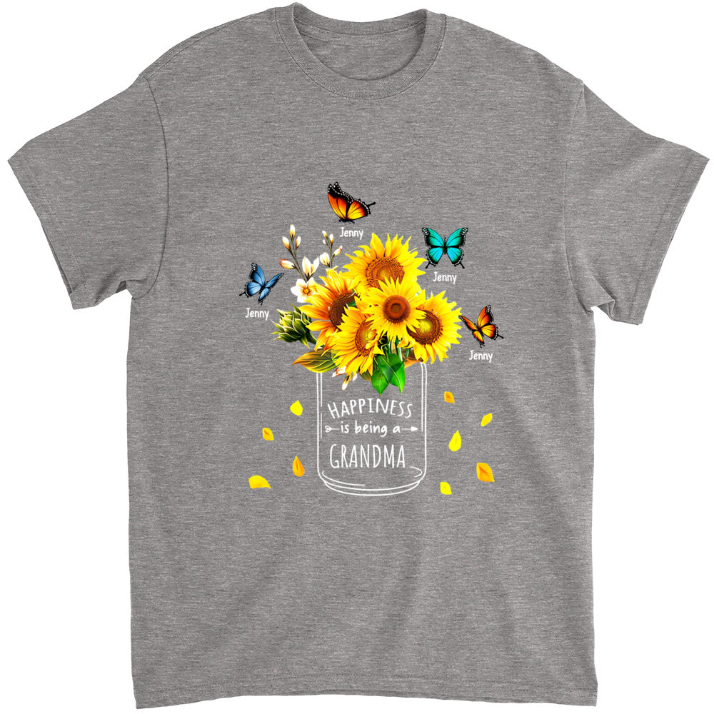 Grandmas Shirt - Personalized Happiness is being a Grandma Flower Grandma With Kids And Grandkids Names Shirt, Mother's Day Gift, Grandma's Birthday Shirt 30677_4