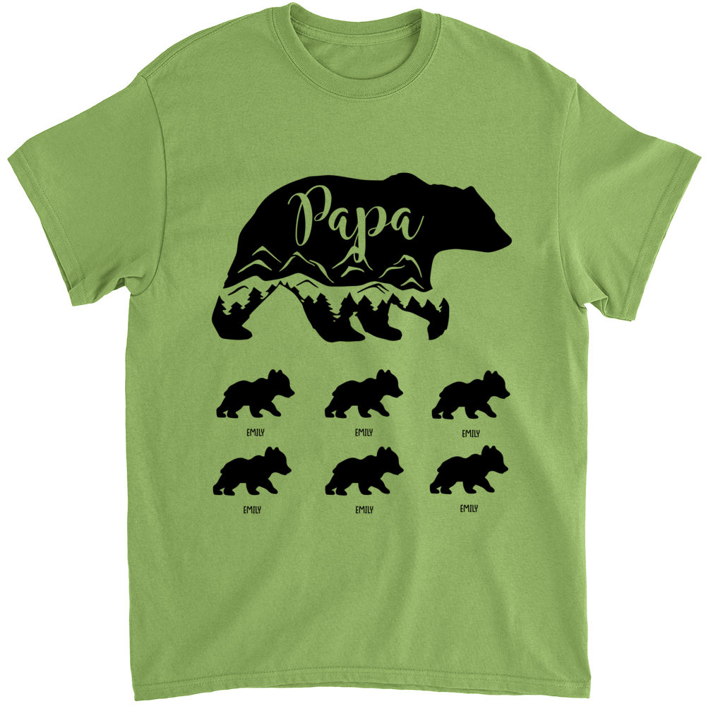 Mens Funny Papa Bear 2 Cubs Vintage Retro Unisex Shirt Gift for Dad