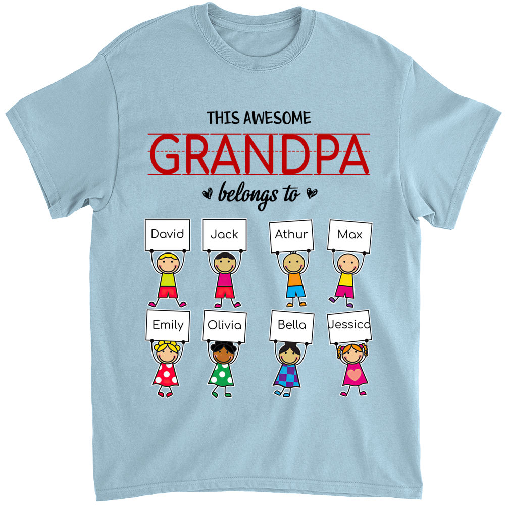 Father's Day 2023 - Personalized This Awesome Grandpa Belongs To Grandkids  Shirt, Custom Grandchildren Name Shirt, Funny Papa Daddy Kids Shirt 31139