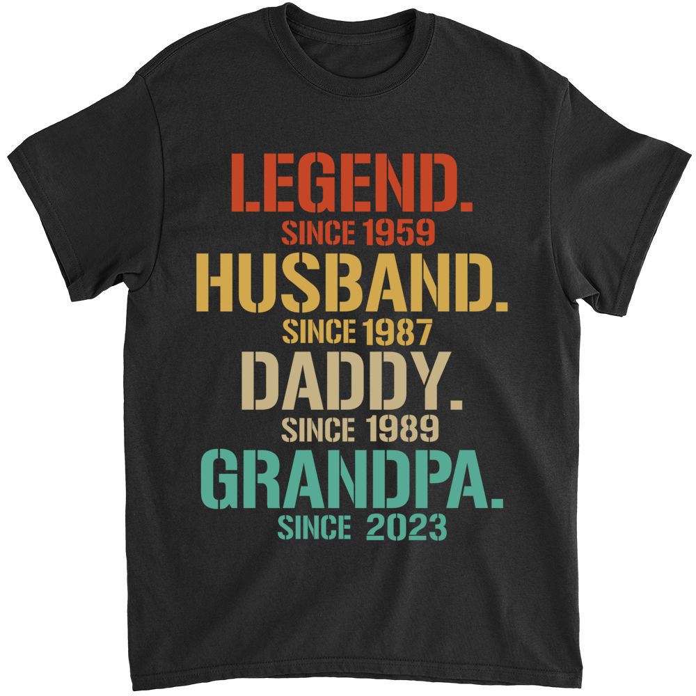 Father's day shirt - Personalized Dad Grandpa Shirt, Father's Day Shirt, Husband Father Grandpa Legend, Grandfather Custom Dates, Funny Dad Birthday Gift for Men ID-0518-EGOH 31260_5