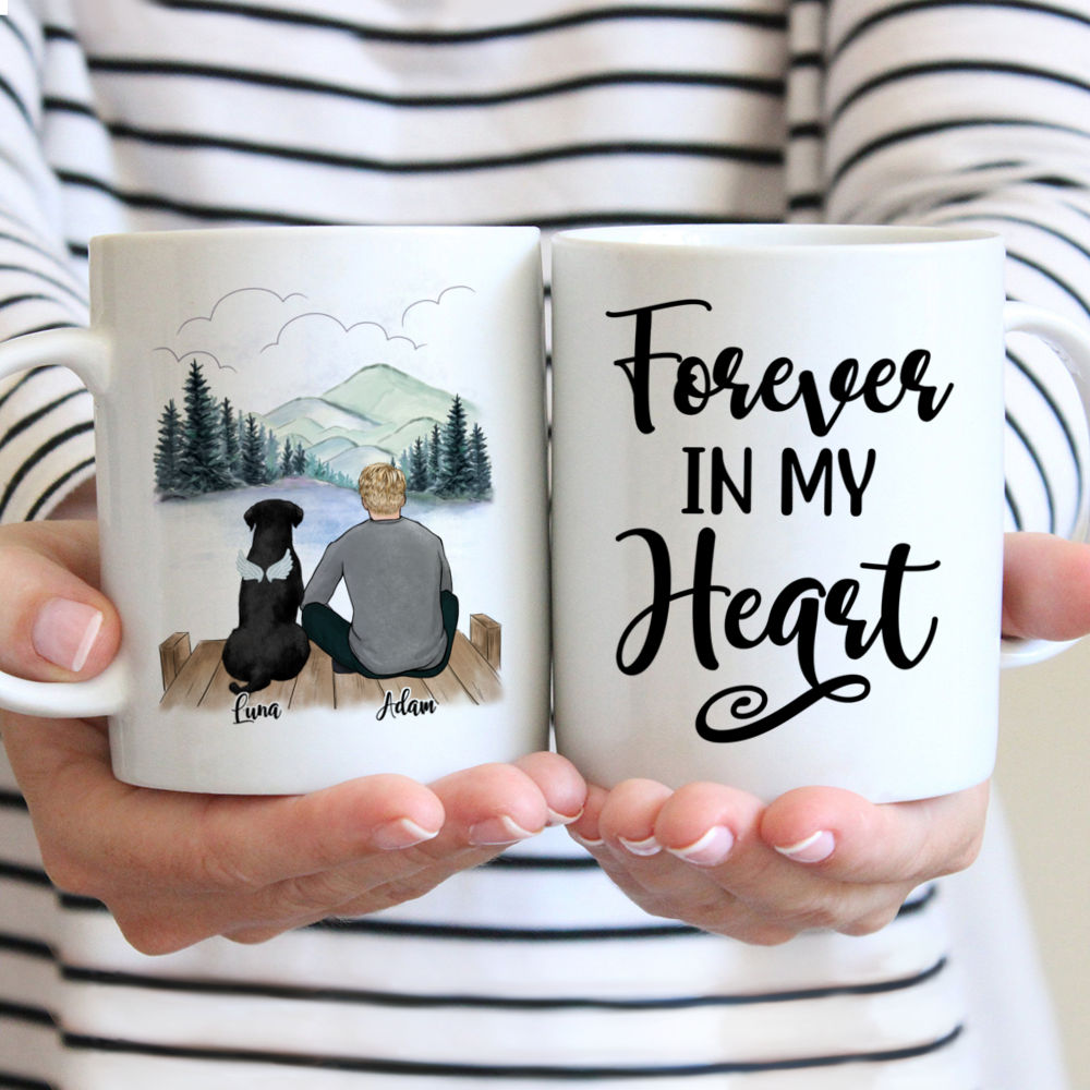 Personalized Dog Dad Mug - Man and Dogs - Forever In My Heart