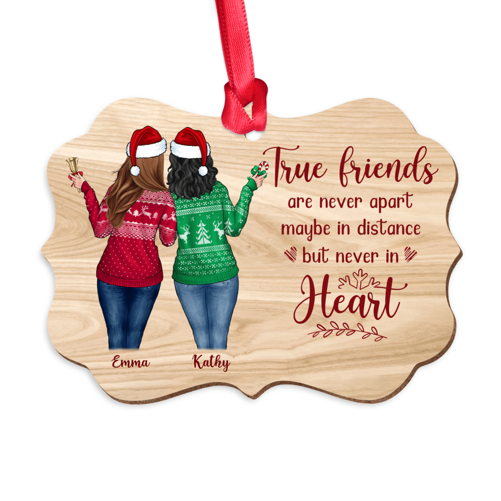 Personalized Ornament - Christmas Up to 5 Girl - True Friends Are Never Apart Maybe in Distance But Never in Heart - Personalized Aluminum Ornament_3