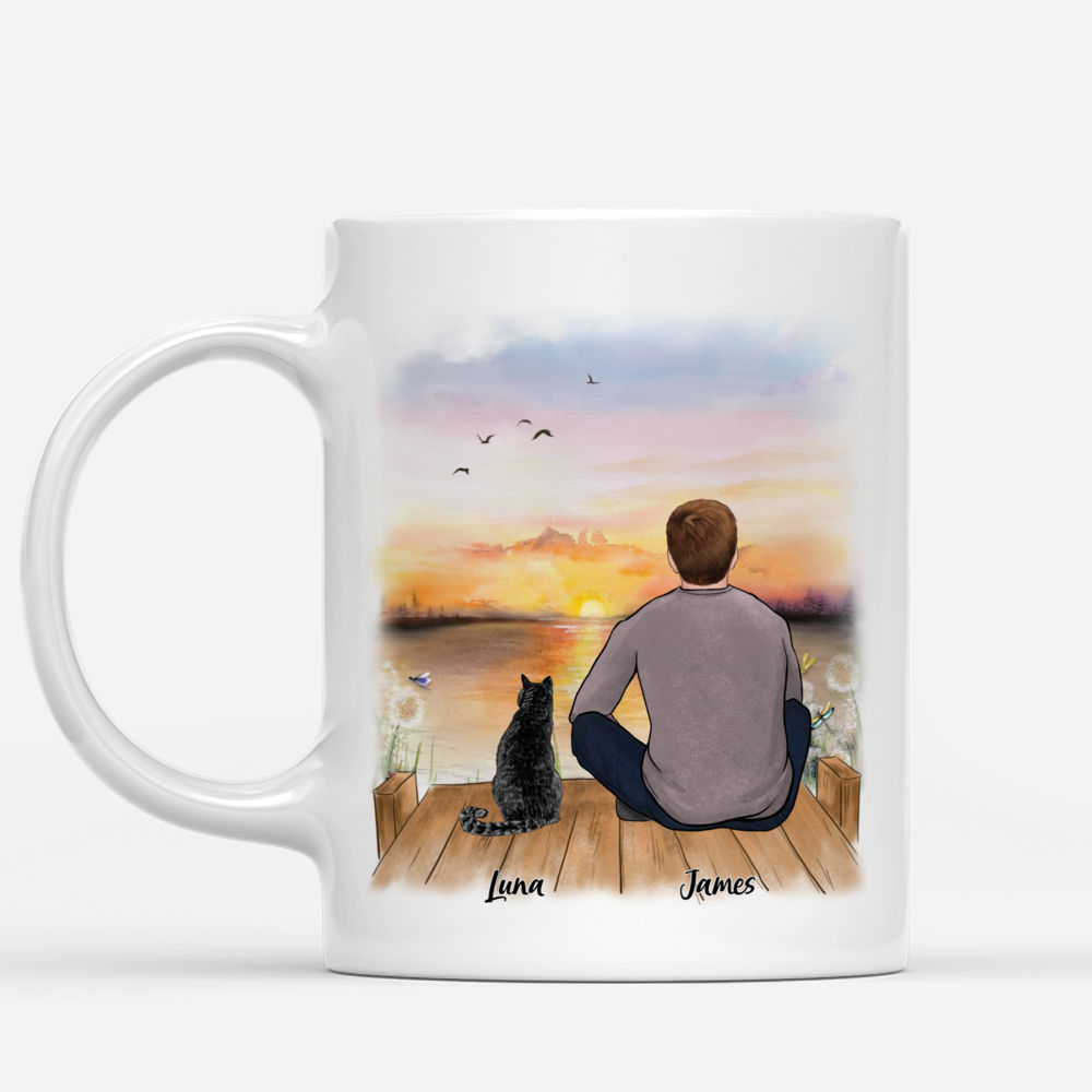 Personalized Mug - Man and Cats - Sunset - Best Friends_1