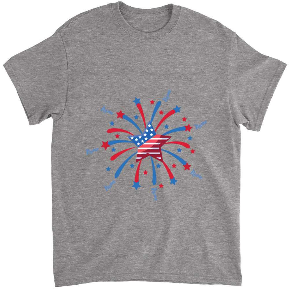 Father's Day Shirt - Personalized Personalized Kids Firework American Flag T-Shirt, Papa Shirt, Grandpa Shirt, Gift for Dad, Father's Day 32315 - Personalized Shirt_5