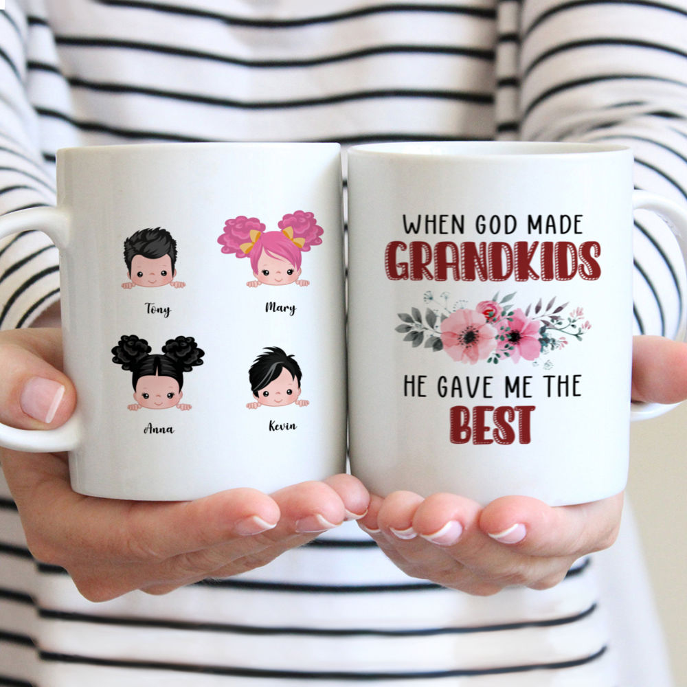 Personalized Mug - Up to 9 Kids - When God Made Grandkids He Gave Me The Best