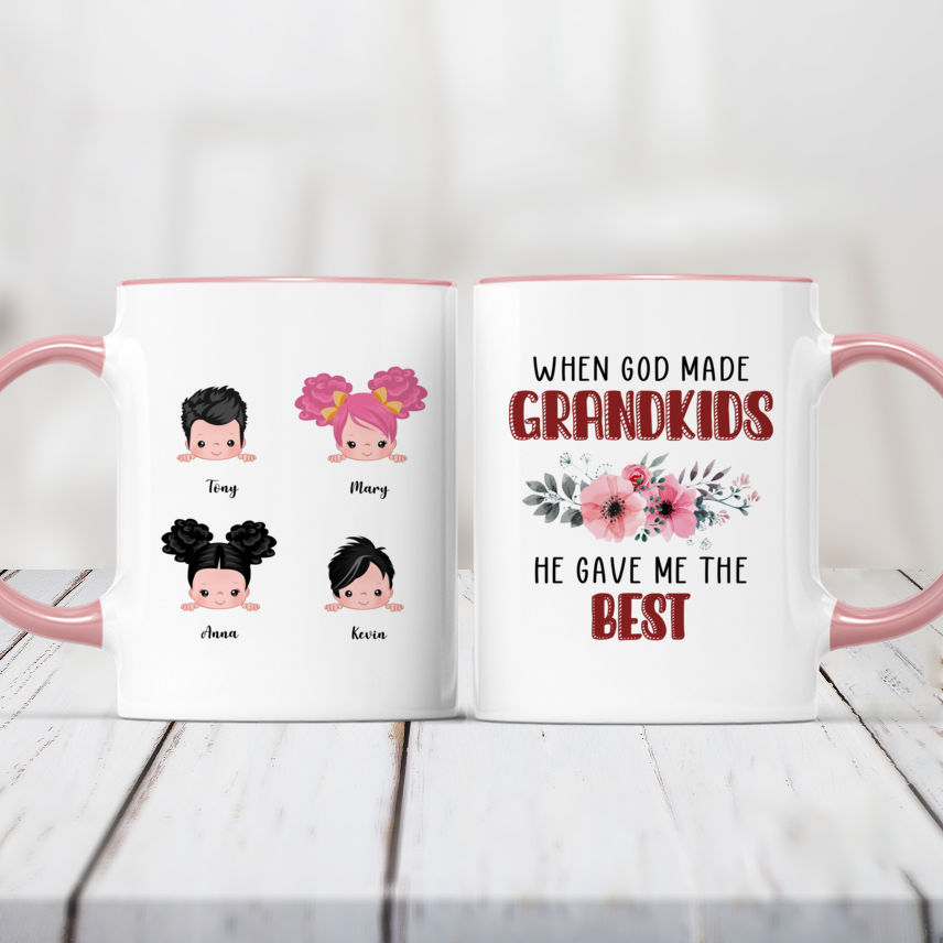 Up to 9 Kids - When God Made Grandkids He Gave Me The Best - Personalized Mug