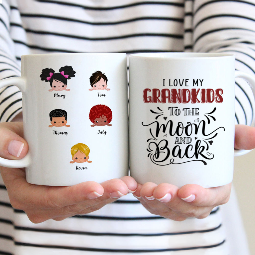 Personalized Mug - Up to 9 Kids - I Love My Grandkids To The Moon & Back
