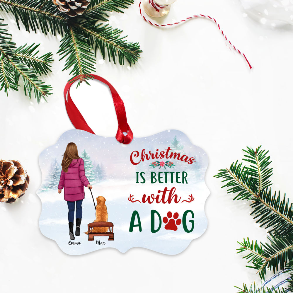 Personalized Ornament - Christmas Gifts - Dog Lover Gifts - Dog Mom/Dog Dad - Christmas is Better With A Dog - Personalized Ornament (Custom Ornament -Christmas Gifts For Women, Men)_2