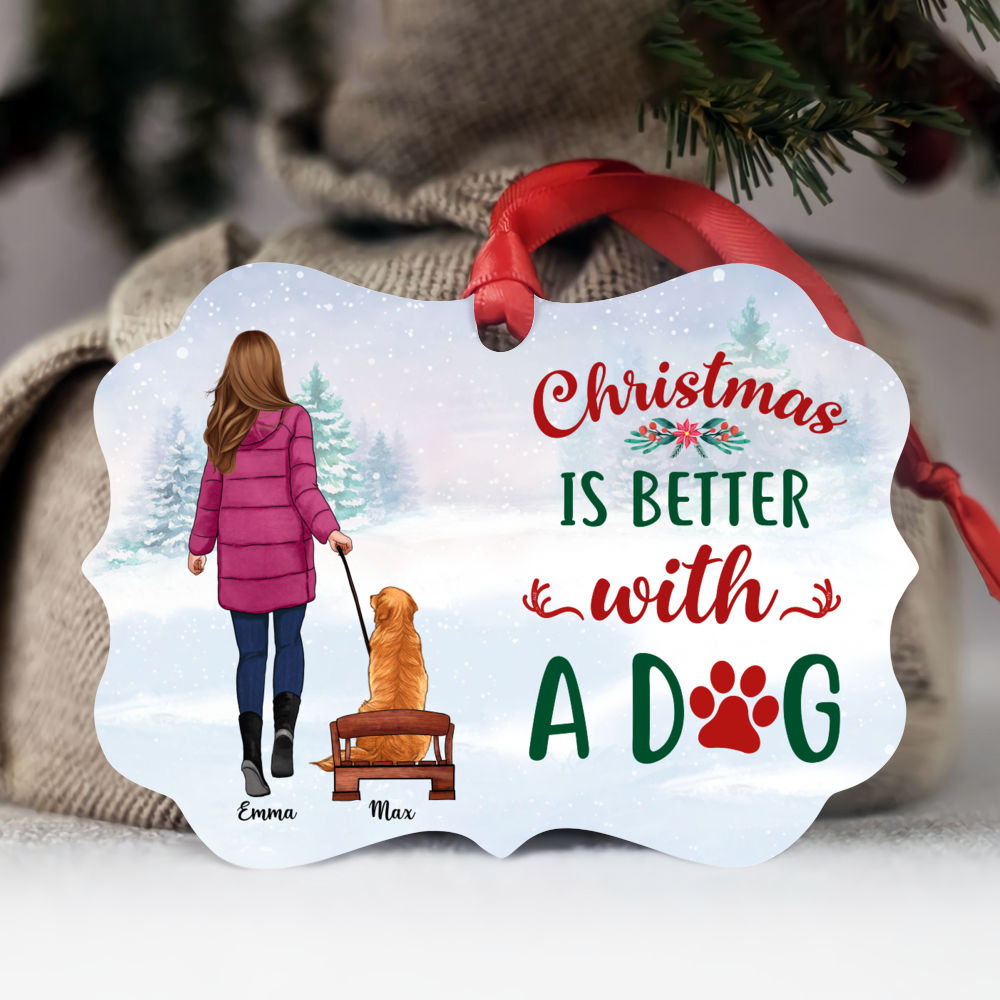 Personalized Ornament - Christmas Gifts - Dog Lover Gifts - Dog Mom/Dog Dad - Christmas is Better With A Dog - Personalized Ornament (Custom Ornament -Christmas Gifts For Women, Men)