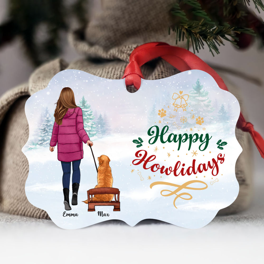 Personalized Ornament - Dog Mom/Dog Dad - Happy Howlidays - Personalized Ornament