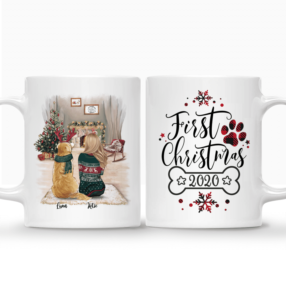 Personalized Mug - Girl and Dogs Christmas - First Christmas_3