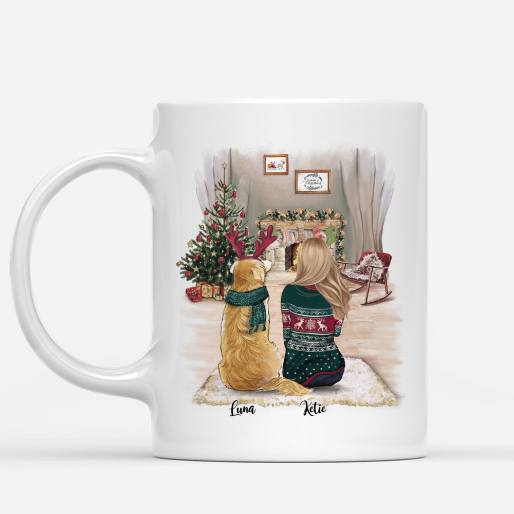 Personalized Mug - Girl and Dogs Christmas - First Christmas_1
