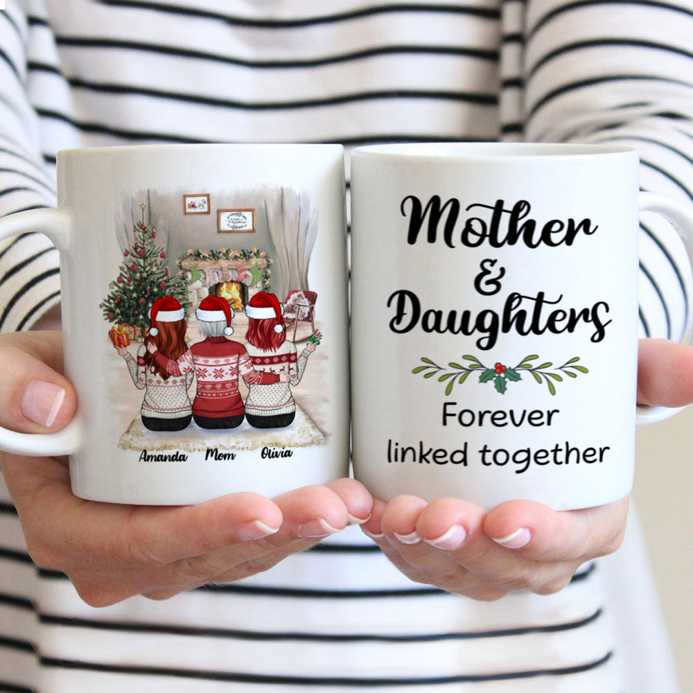 Mother & Daughter Xmas Personalized Mugs - Forever Linked Together