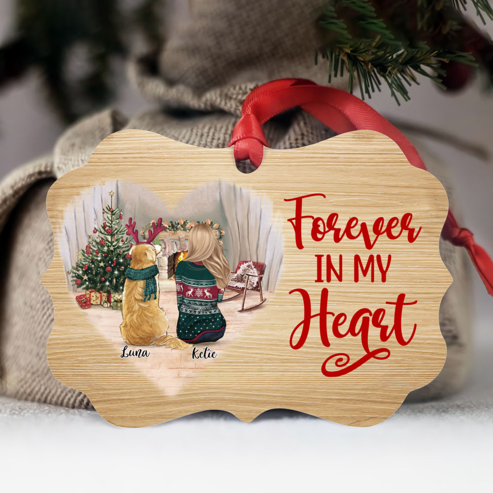 Personalized Ornament - Girl and Dogs - Forever In My Heart - Ornament