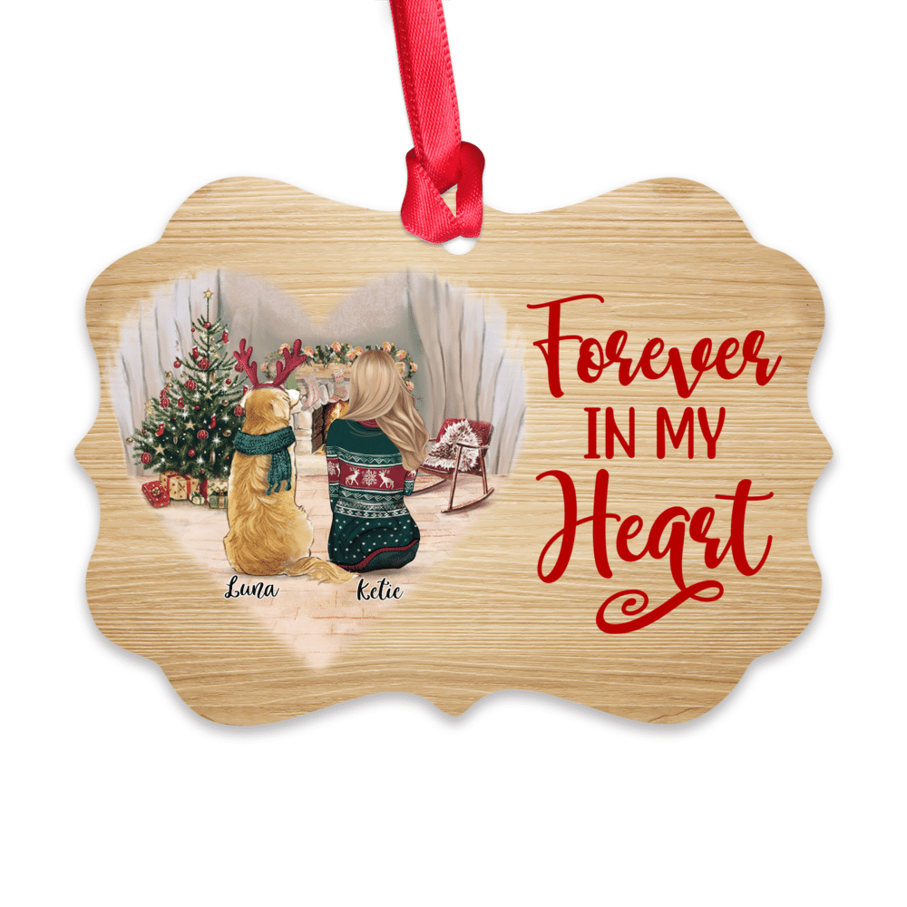 Personalized Ornament - Girl and Dogs - Forever In My Heart - Ornament_1
