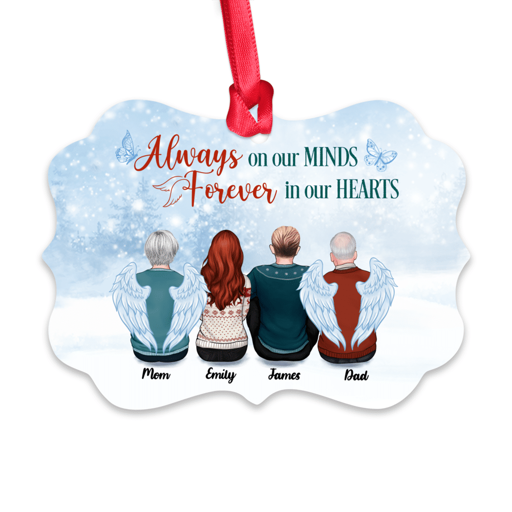 Personalized Ornament - Family Memorial Ornament - Always On Our Minds, Forever In Our Hearts (Up to 4 People)_1