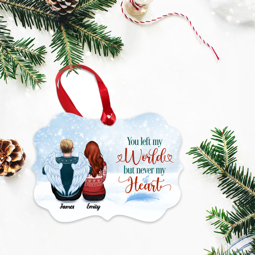 Personalized Ornament - Family Memorial Ornament - You Left My World, But Never My Heart (Up to 4 People)_2