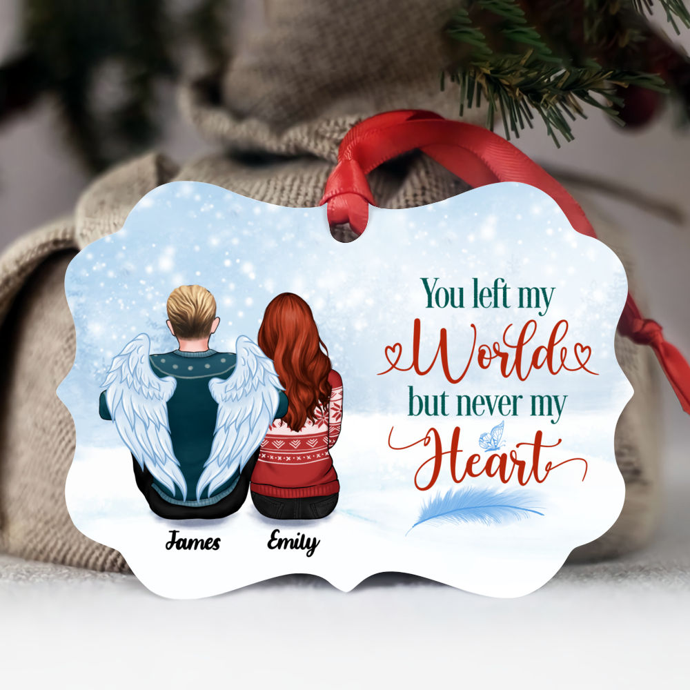 Personalized Ornament - Family Memorial Ornament - You Left My World, But Never My Heart (Up to 4 People)