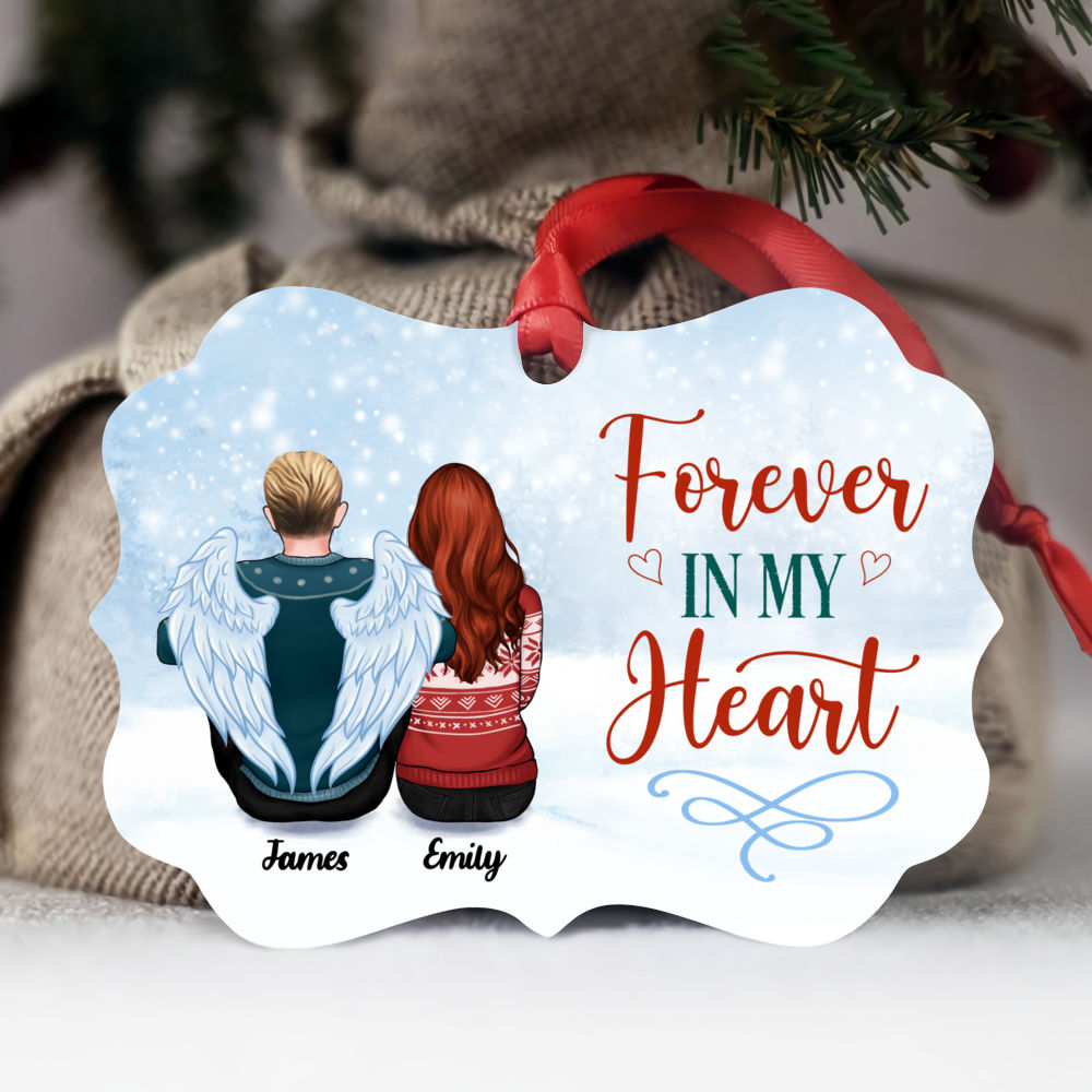 Personalized Ornament - Family Memorial Ornament - Forever In My Heart (Up to 4 People)