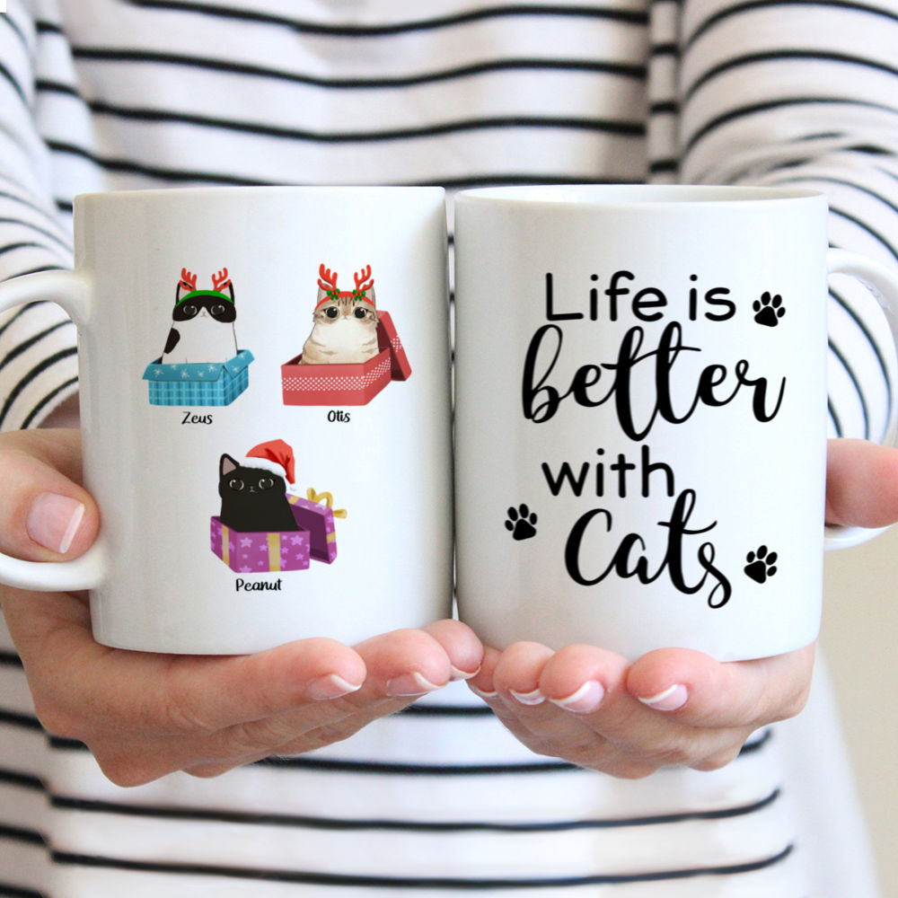 Personalized Mug - Cat Christmas - Life is better with Cats