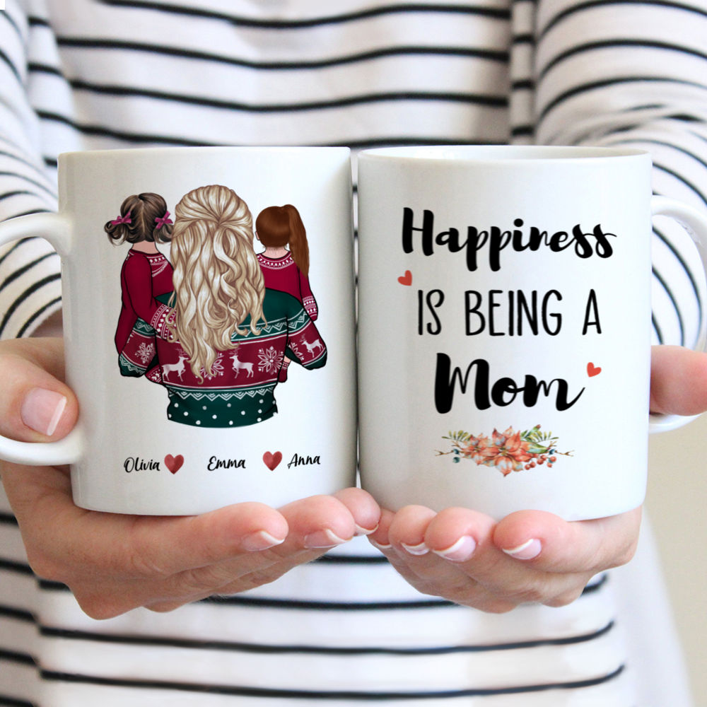 Personalized Mug - Mother & Kids - Happiness Is being a Mom