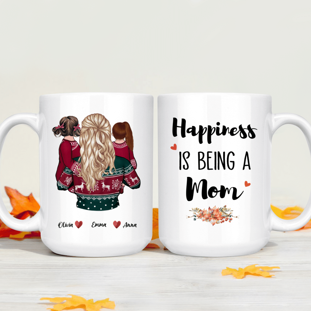 Personalized Family Mug - Mother & Kids Happiness Is Being A Mom