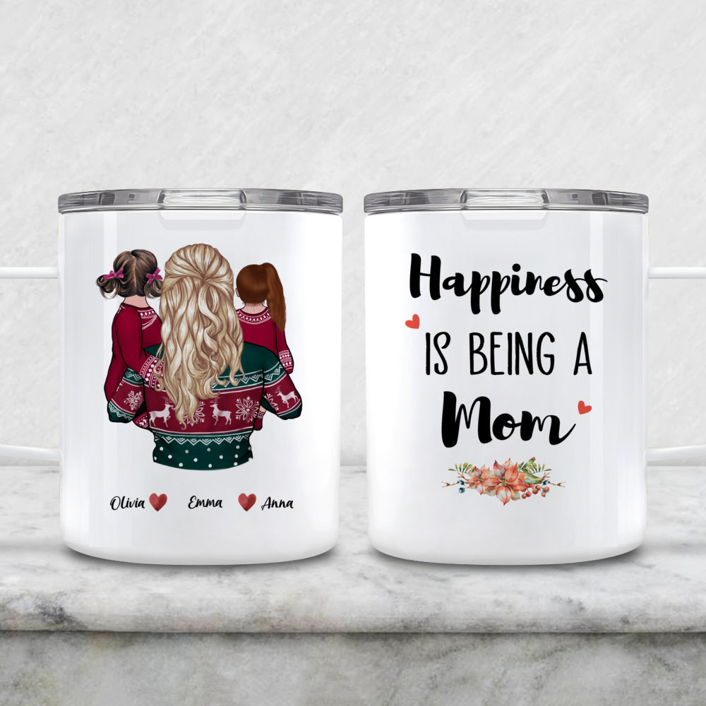 Personalized Family Mug - Mother & Kids Happiness Is Being A Mom