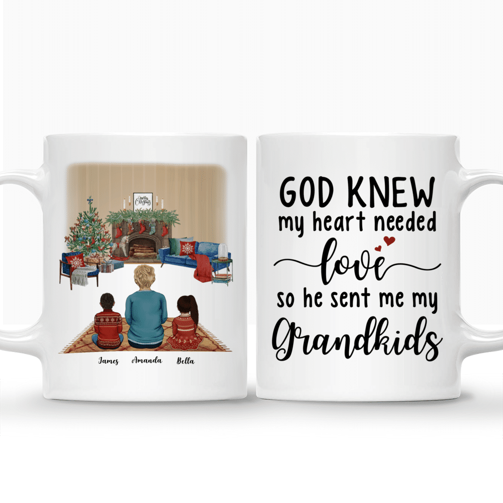 Grandma & Grandchildren - God Knew My Heart Needed Love So He Sent Me My Grandkids - Personalized Mug_3
