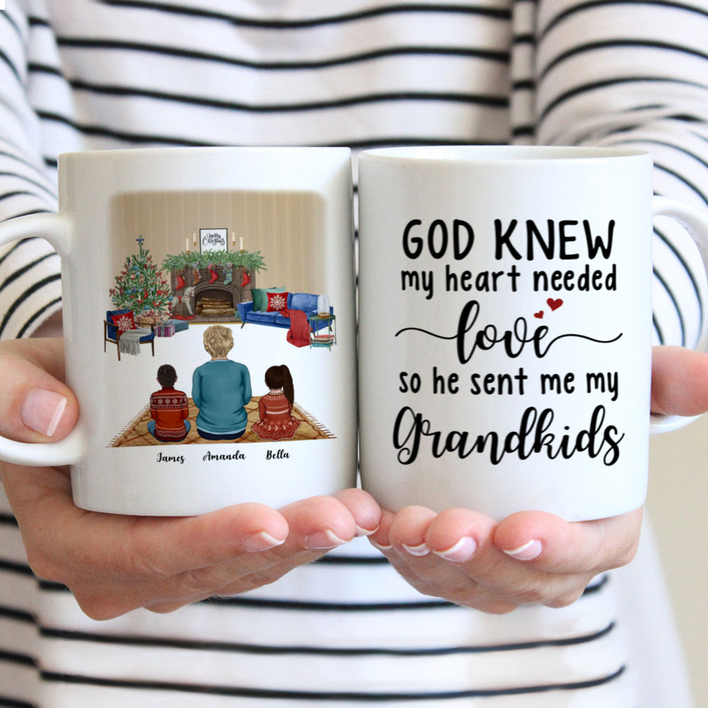 Personalized Mug - Grandma & Grandchildren - God Knew My Heart Needed Love So He Sent Me My Grandkids