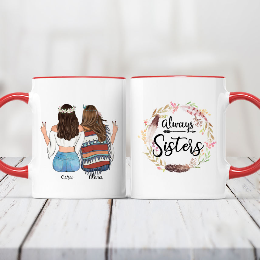 Customized Mug For Boho Hippie Bohemian Friends - Always Sisters