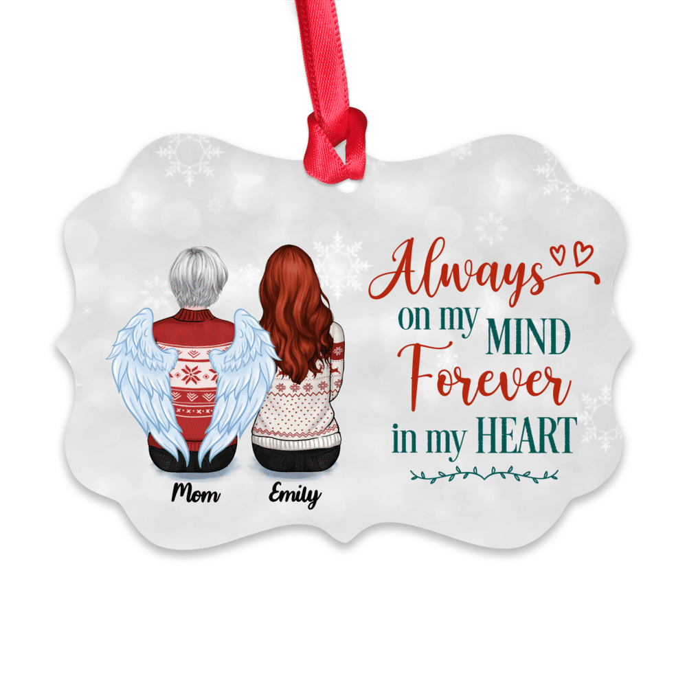 Personalized Ornament - Family Memorial Ornament - Always On My Mind, Forever In My Heart (Up to 4 People - Silver BG)_1