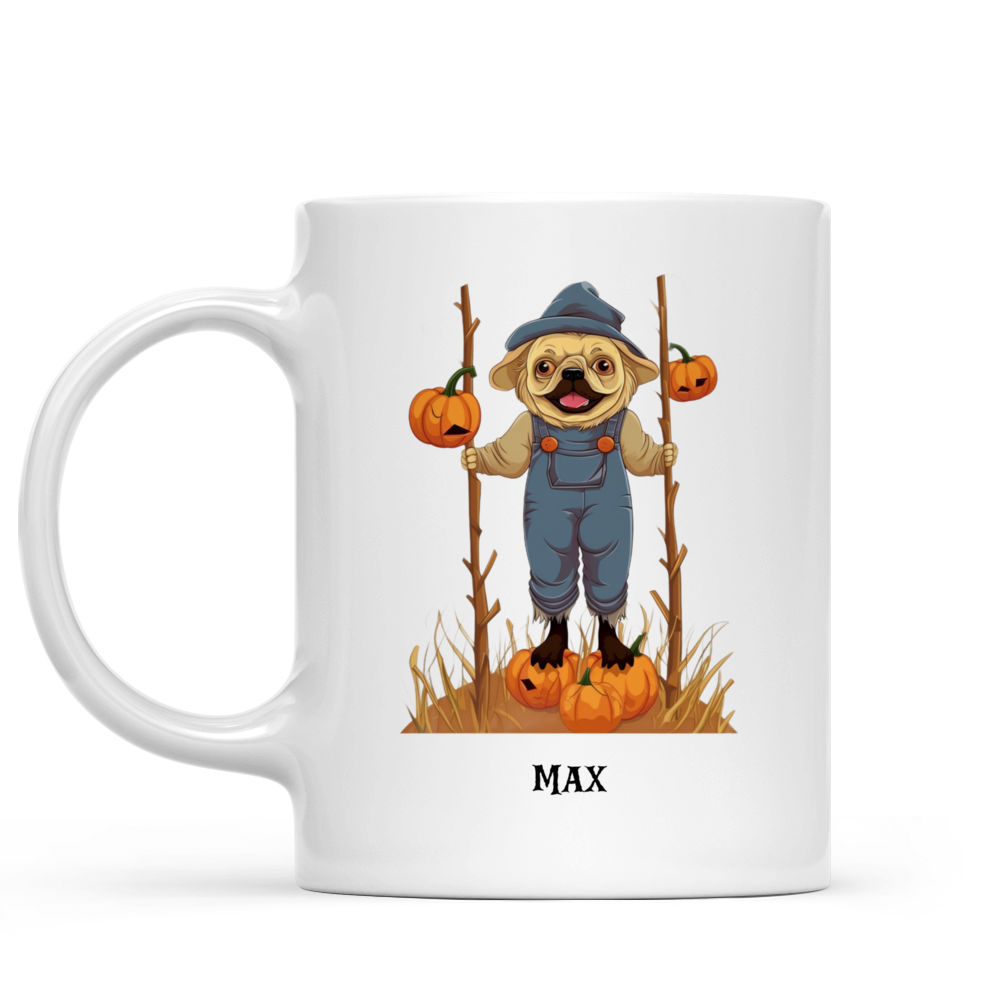 Halloween Dog Mug - Fantasy French Bulldog Scarecrow in Pumpkin Field Halloween Dog Mug - Mug_1