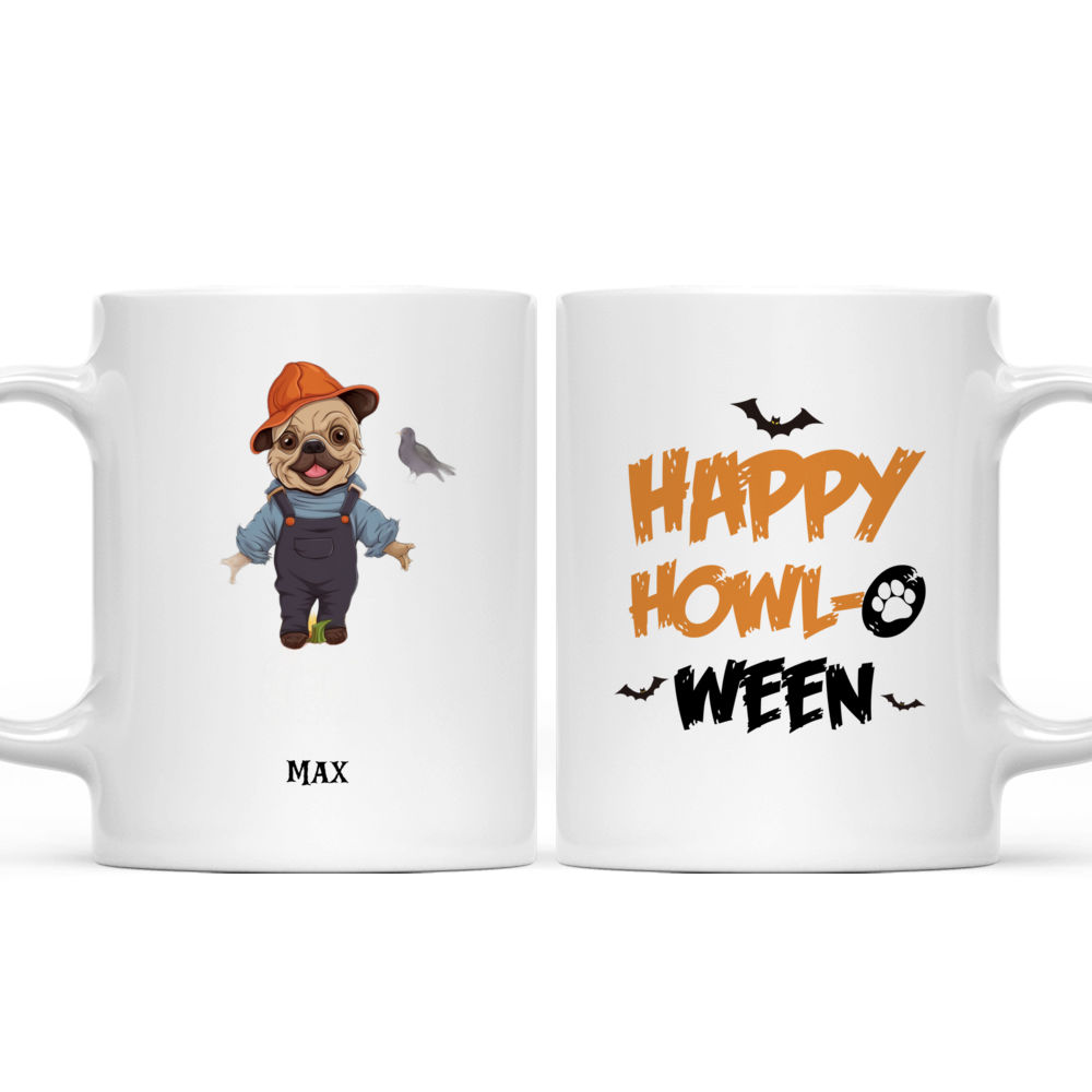 Halloween Dog Mug - Fantasy French Bulldog Scarecrow standing in Pumpkin Field Halloween Dog Mug Illustration - Mug_3