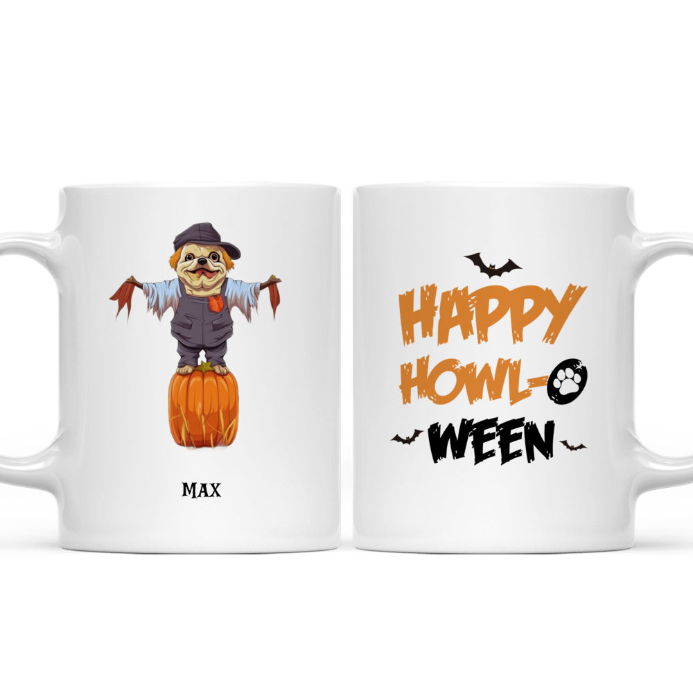 Halloween Dog Mug - Fantasy Bulldog Scarecrow in Pumpkin Field Halloween Dog Mug - Mug_3