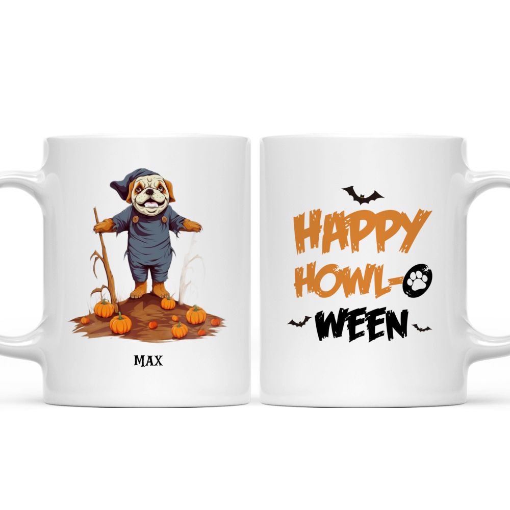 Halloween Dog Mug - Fantasy Bulldog Scarecrow in Pumpkin Field Halloween Dog Mug - Mug_3