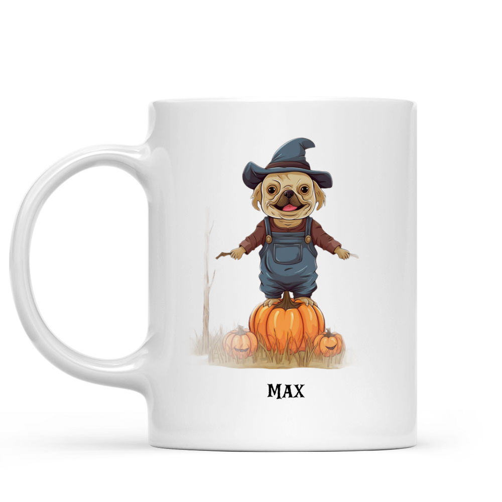 Halloween Dog Mug - Fantasy French Bulldog Scarecrow in Pumpkin Field Halloween Dog Mug - Mug_1