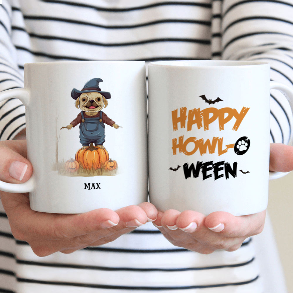 Halloween Dog Mug - Fantasy French Bulldog Scarecrow in Pumpkin Field Halloween Dog Mug - Mug