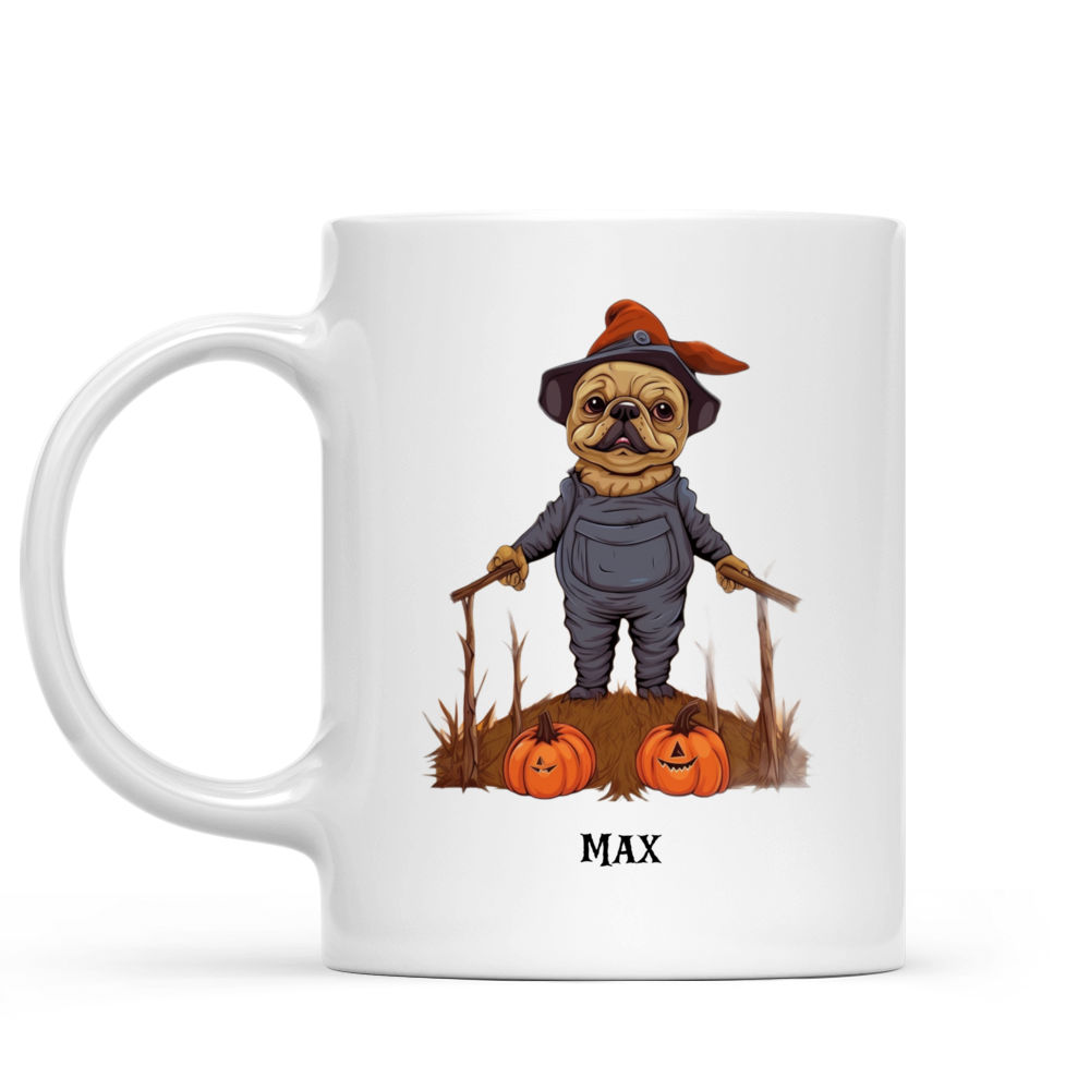 Halloween Dog Mug - Fantasy French Bulldog Scarecrow in Pumpkin Field Halloween Dog Mug - Mug_1