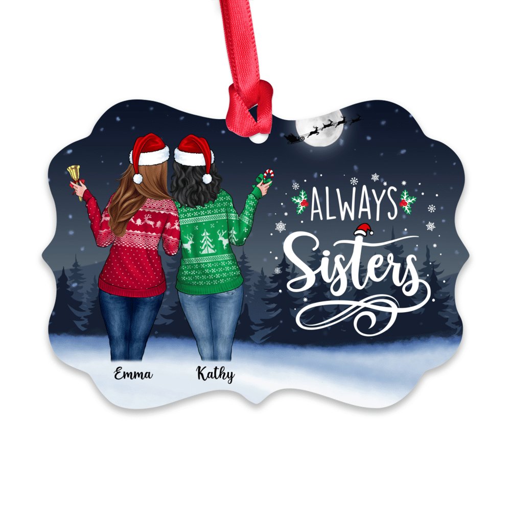 Personalized Ornament - Christmas Night Up to 5 Girl - Always Sisters_1